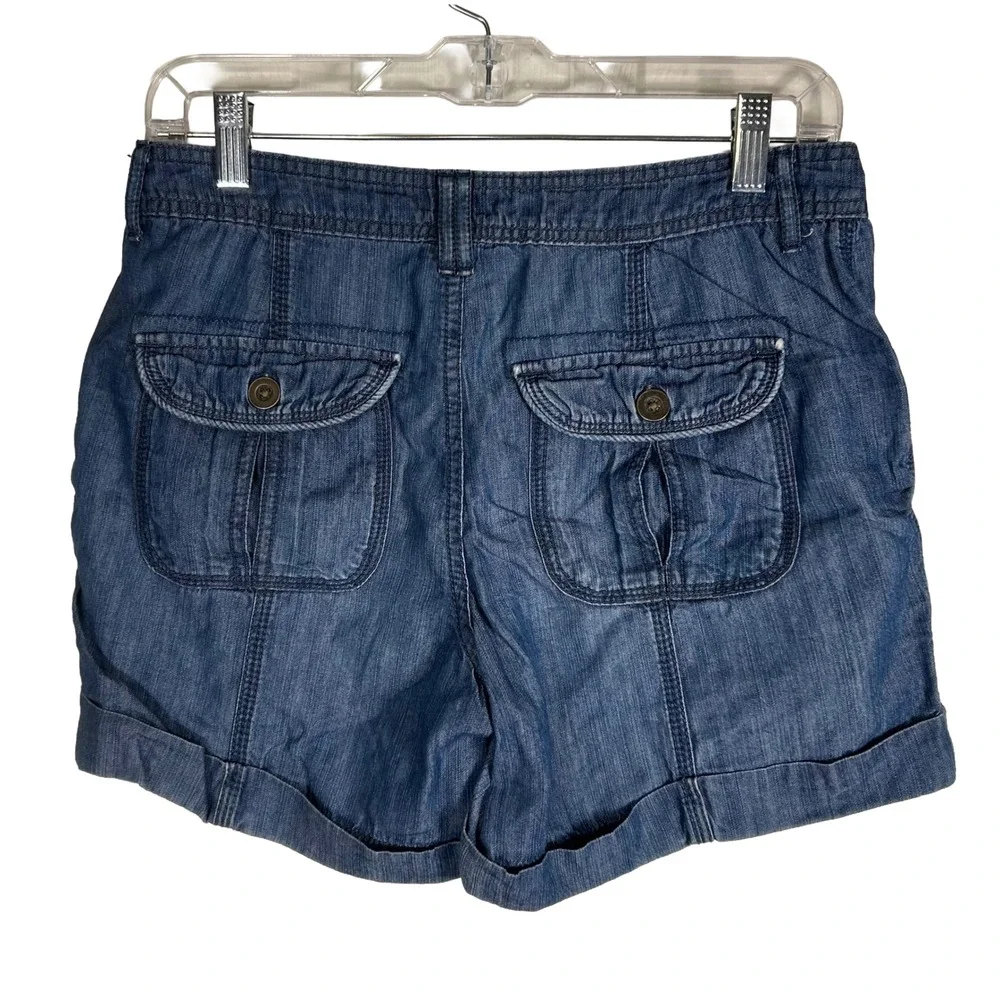 Apt. 9 Womens Modern Fit Blue Denim Shorts‎ Tencel Blend Cuffed Size 4